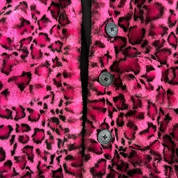 Zadig & Voltaire Pink Leopard Faux Fur Coat XS - Picture 6 of 10